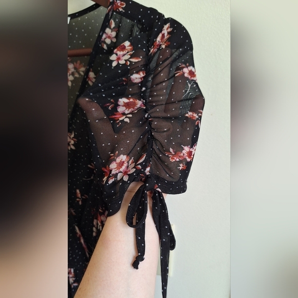 Charlotte Russe Black Floral Mesh Dress - Size L - Picture 9 of 11